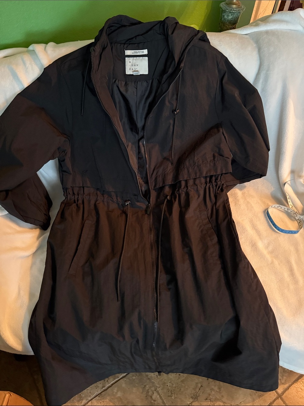 A New Day Black Hooded Trench Coat